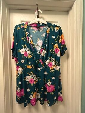 Torrid Floral V Neck Blouse